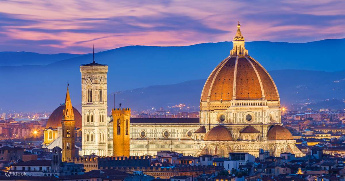 フィレンツェ風景　サンタ・マリア・デル・フィオーレ大聖堂が見える水彩画 フィレンツェ風景 サンタ・マリア・デル・フィオーレ大聖堂が